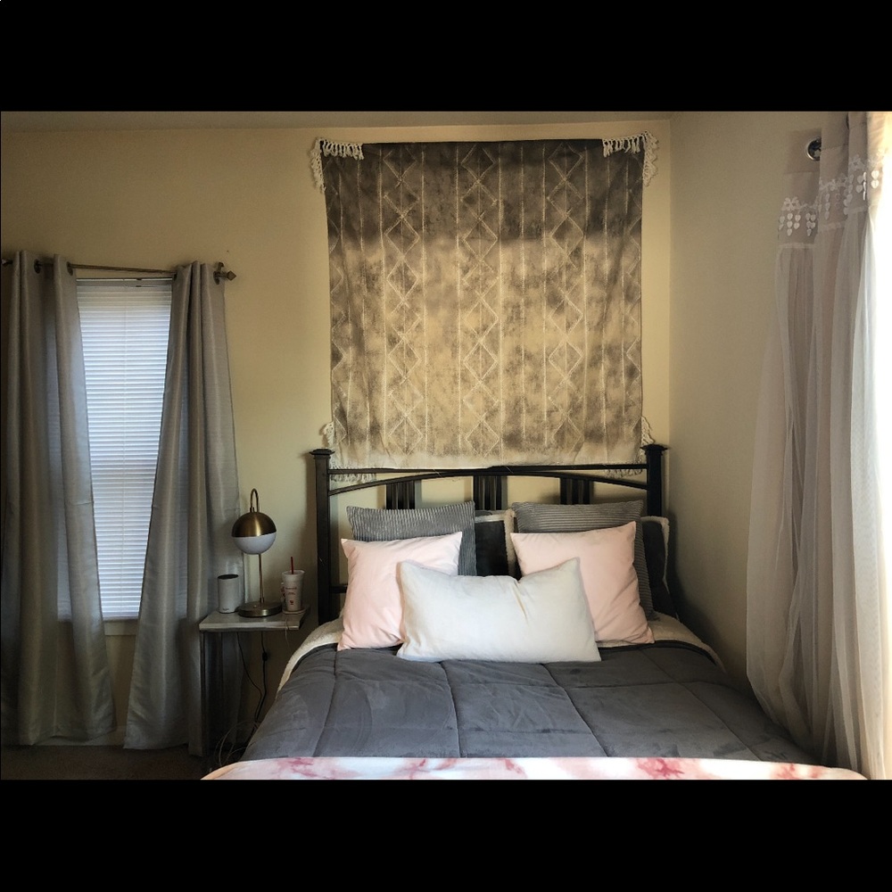 Grey and white Aztec wall tapestry